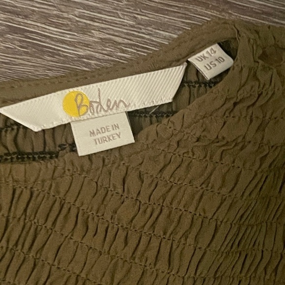 Boden | Green Smocked Bodice Top - Picture 3 of 4